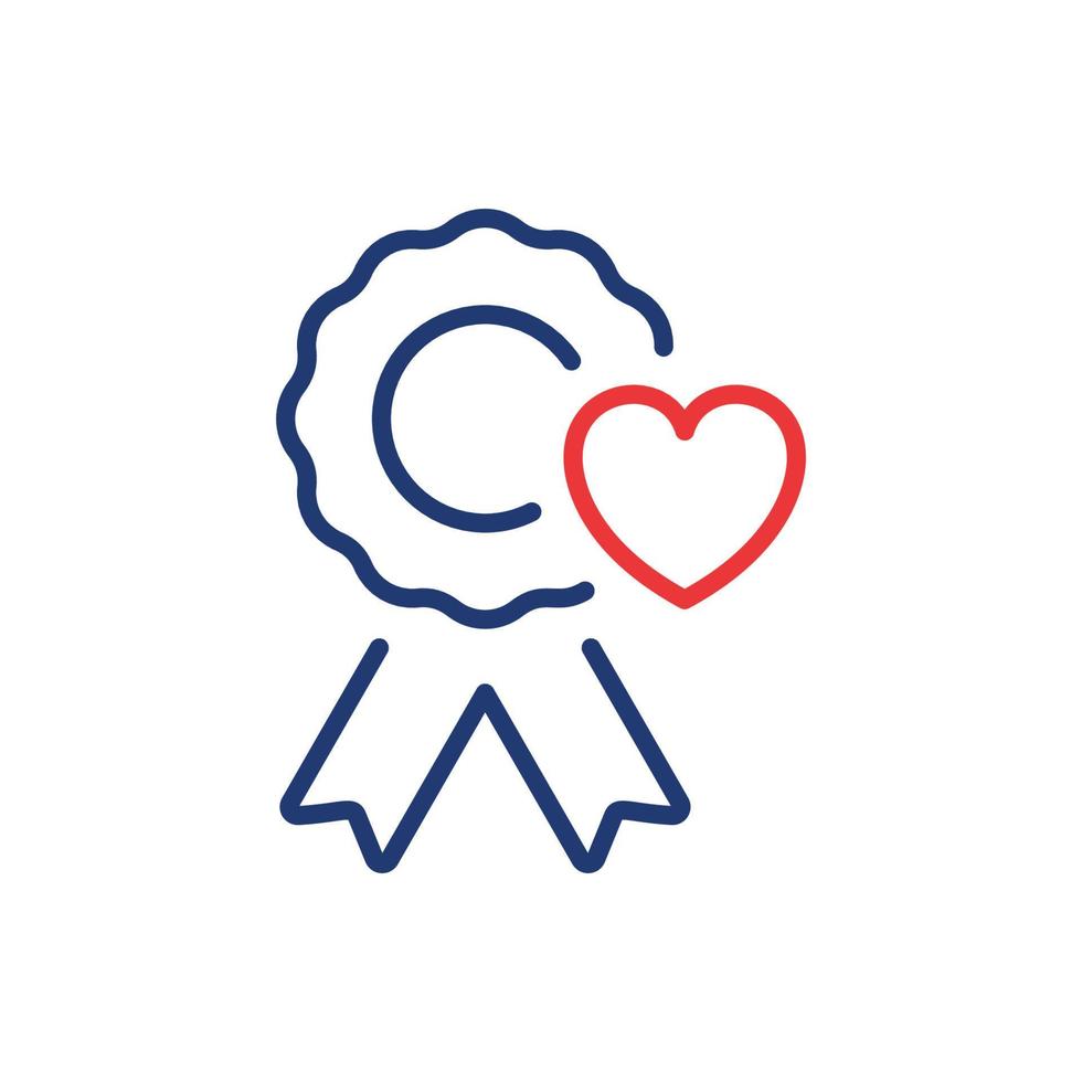 Award for Achievements Line Icon. Charity Concept. Emblem, Reward, Medal with Heart in Donation Linear Pictogram. Trophy in Charity, Outline Icon. Editable Stroke. Isolated Vector Illustration.