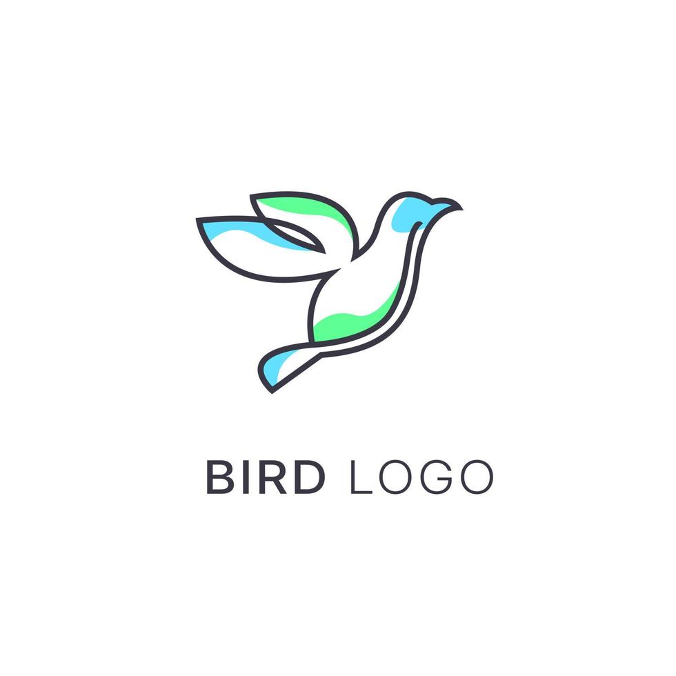 minimalist monoline line art bird logo design vector, vector line art of abstract colorful hummingbird, outline bird logo design