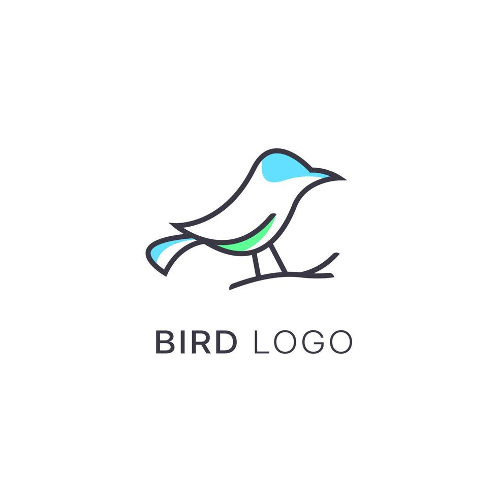 minimalist monoline line art bird logo design vector, vector line art of abstract colorful hummingbird, outline bird logo design