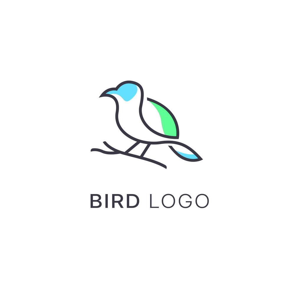 minimalista monoline línea Arte pájaro logo diseño vector, vector línea Arte de resumen vistoso colibrí, contorno pájaro logo diseño