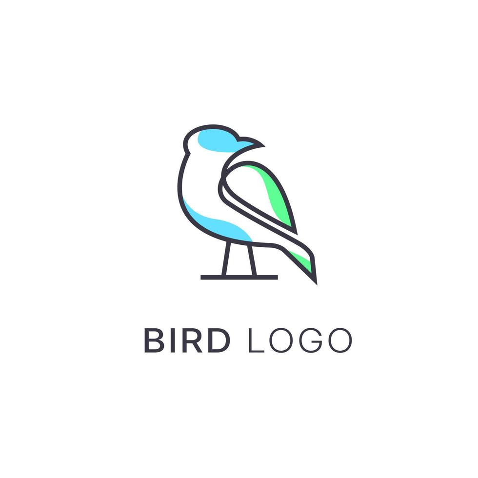 minimalist monoline line art bird logo design vector, vector line art of abstract colorful hummingbird, outline bird logo design