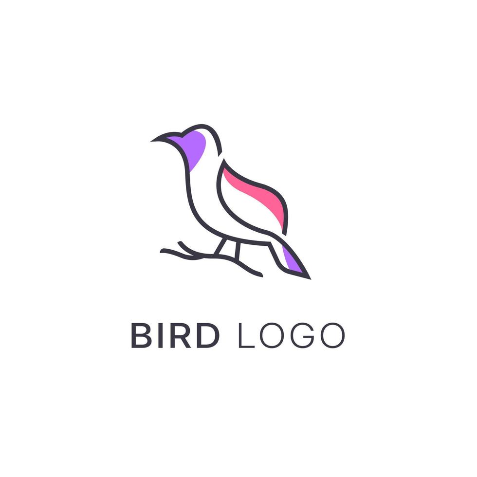 minimalista monoline línea Arte pájaro logo diseño vector, vector línea Arte de resumen vistoso colibrí, contorno pájaro logo diseño