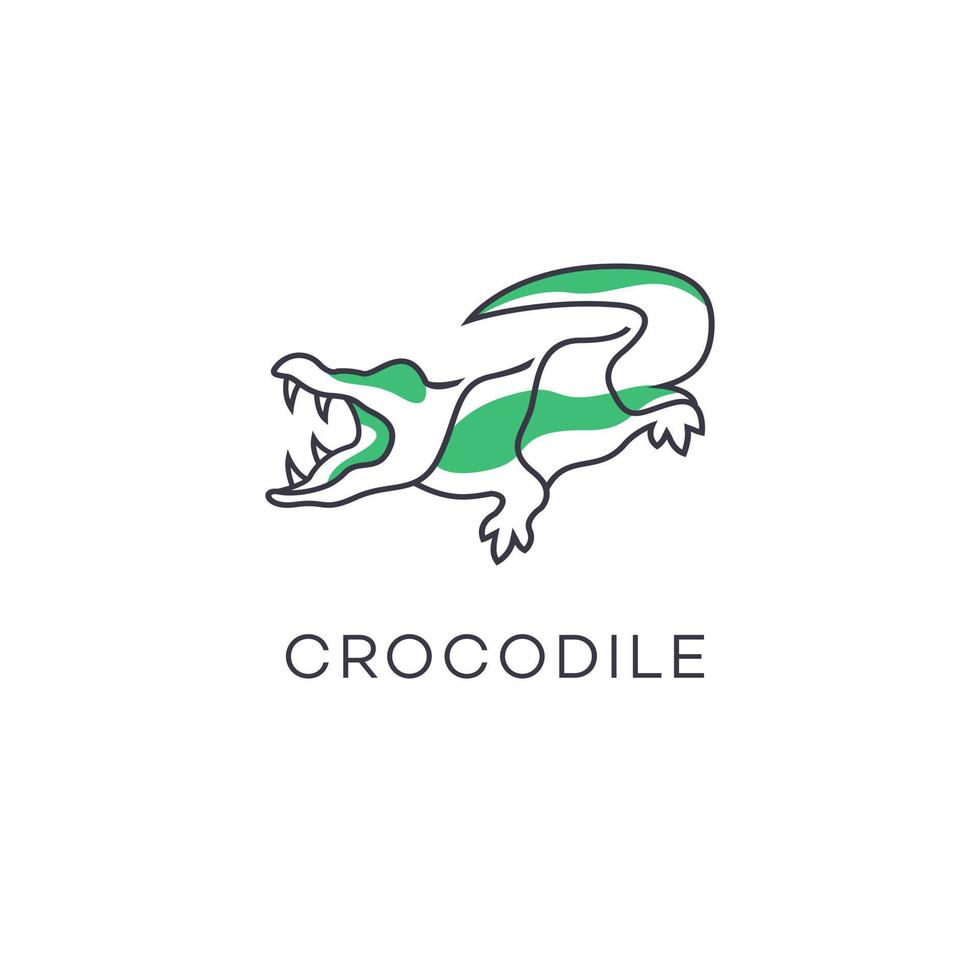 crocodile alligator predator reptile logo icon symbol, crocodile logo design with line art style vector