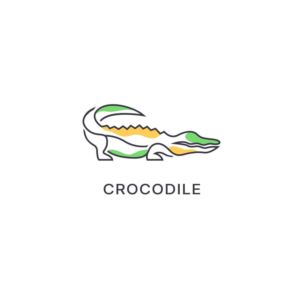 crocodile alligator predator reptile logo icon symbol, crocodile logo design with line art style vector