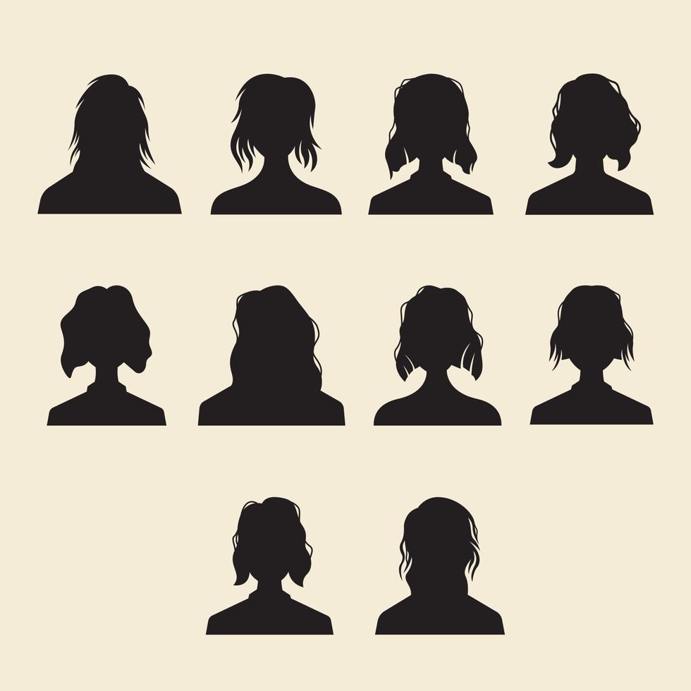 masculino y hembra cabeza siluetas avatar, masculino y hembra avatar perfil firmar, perfil iconos, silueta cabezas, anónimo caras retratos vector