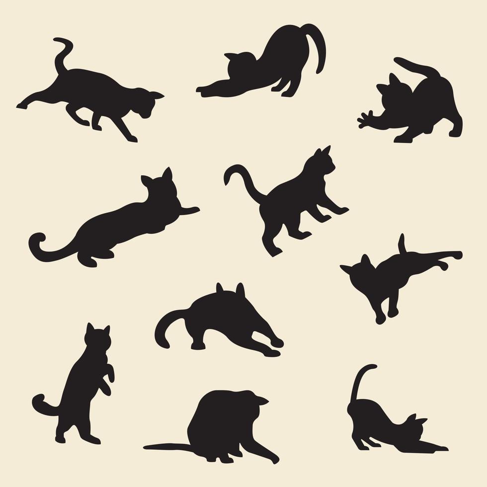 Cat silhouette set Isolated on white background, vector illustration