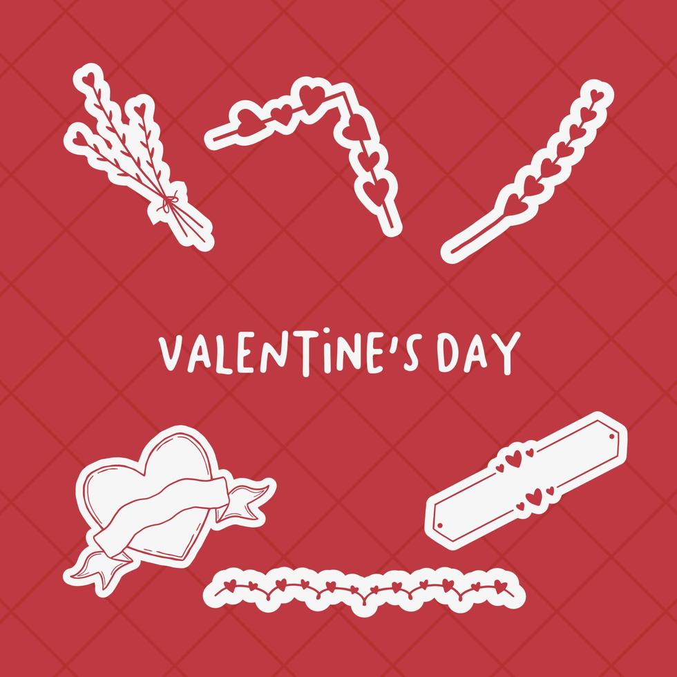 Valentine's day doodle hand drawn elements collection, Love doodles elements set vector