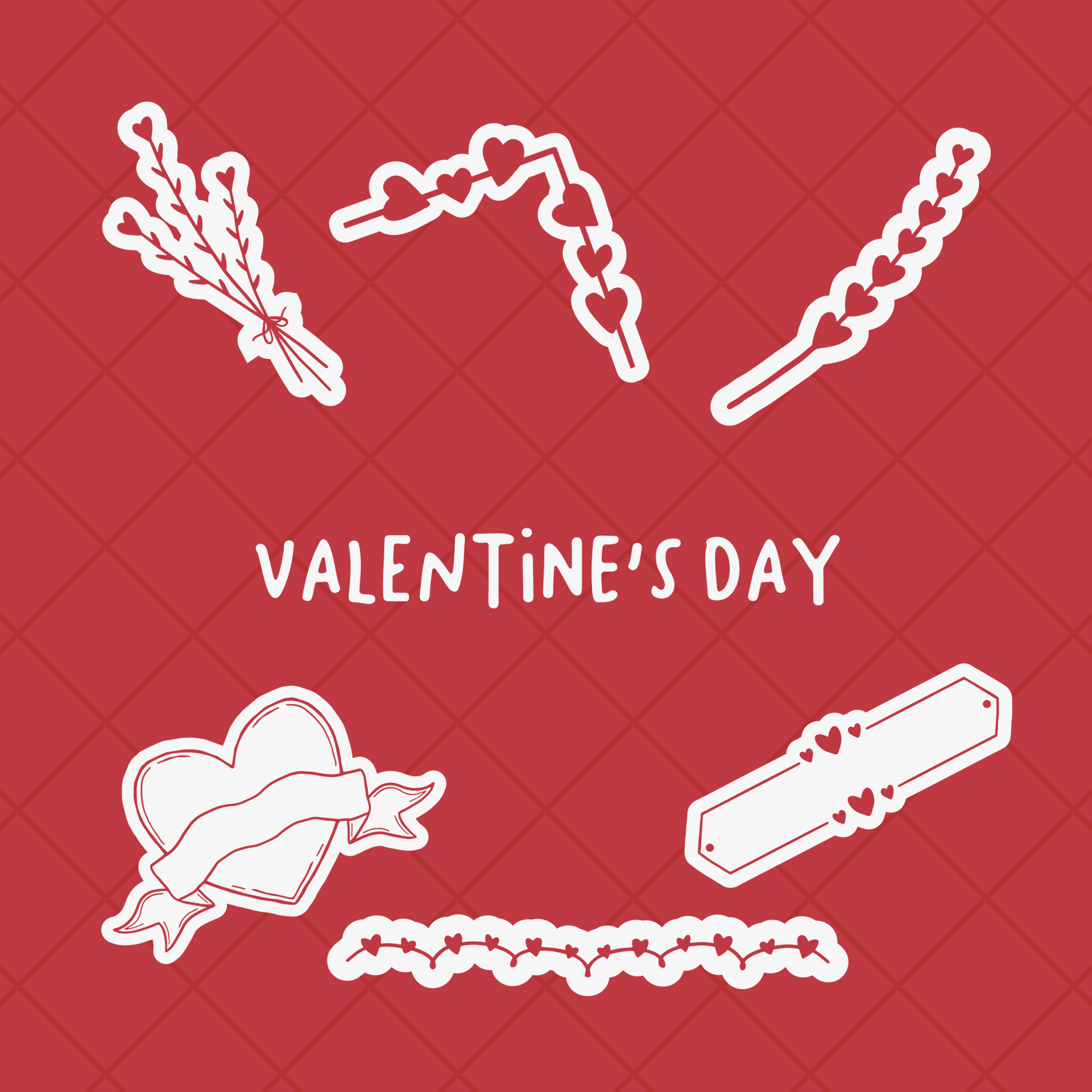 Set of Valentines day doodle elements. romantic hand drawn vector  illustration. Design elements 18907919 Vector Art at Vecteezy