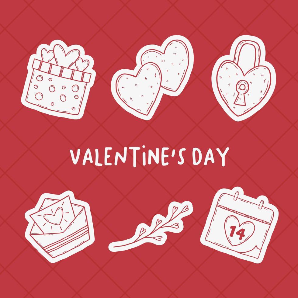 Set of Valentines day doodle elements. romantic hand drawn vector  illustration. Design elements 18907919 Vector Art at Vecteezy