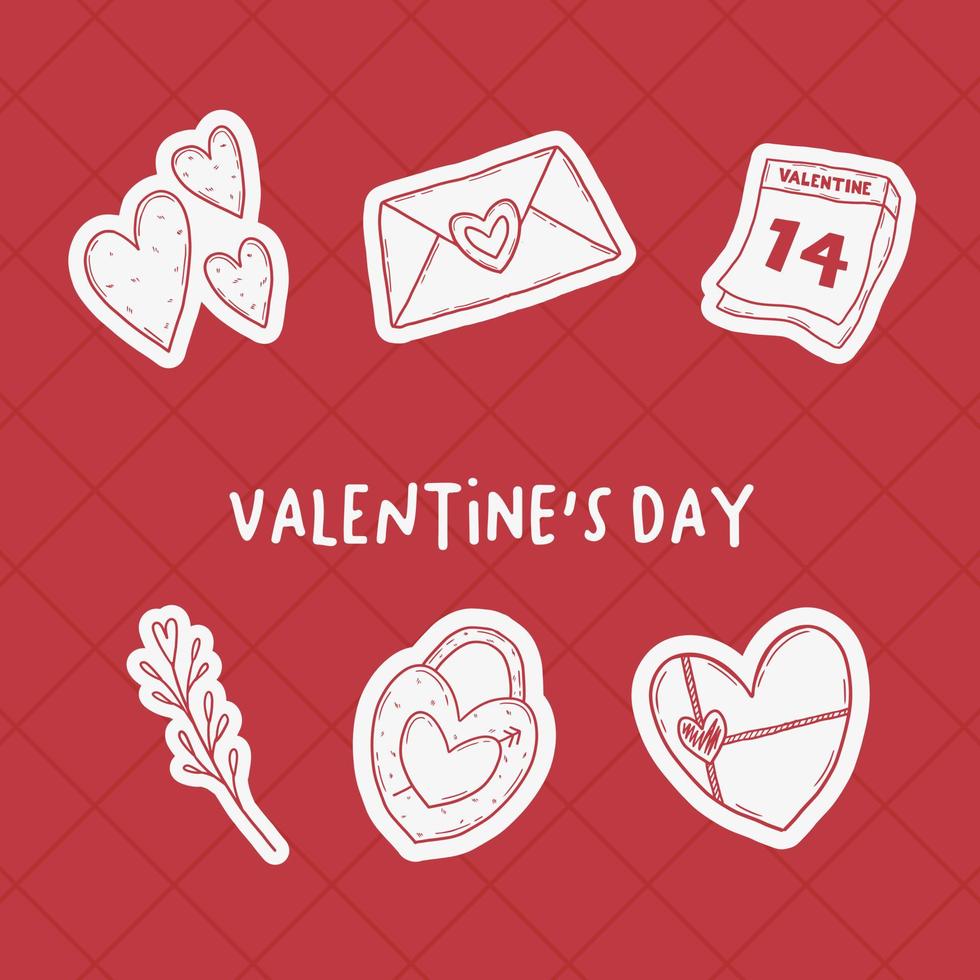 Set of Valentines day doodle elements. romantic hand drawn vector  illustration. Design elements 18907919 Vector Art at Vecteezy