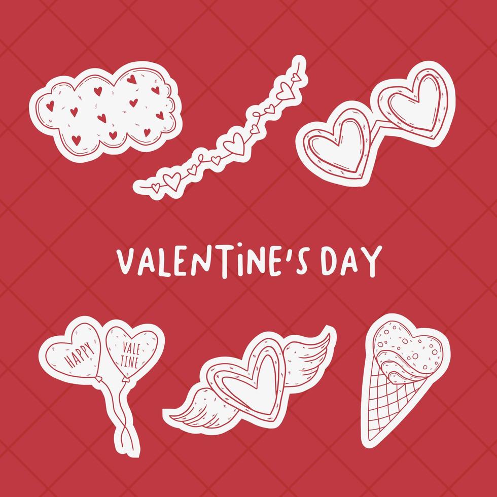 Valentine's day doodle hand drawn elements collection, Love doodles elements set vector