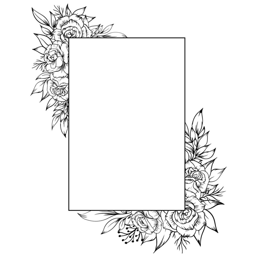 rose flower frame outline vector
