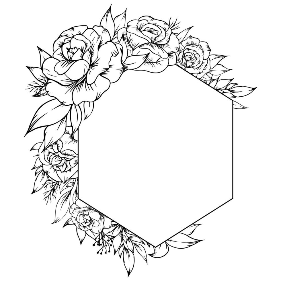 contorno Rosa flor marco vector