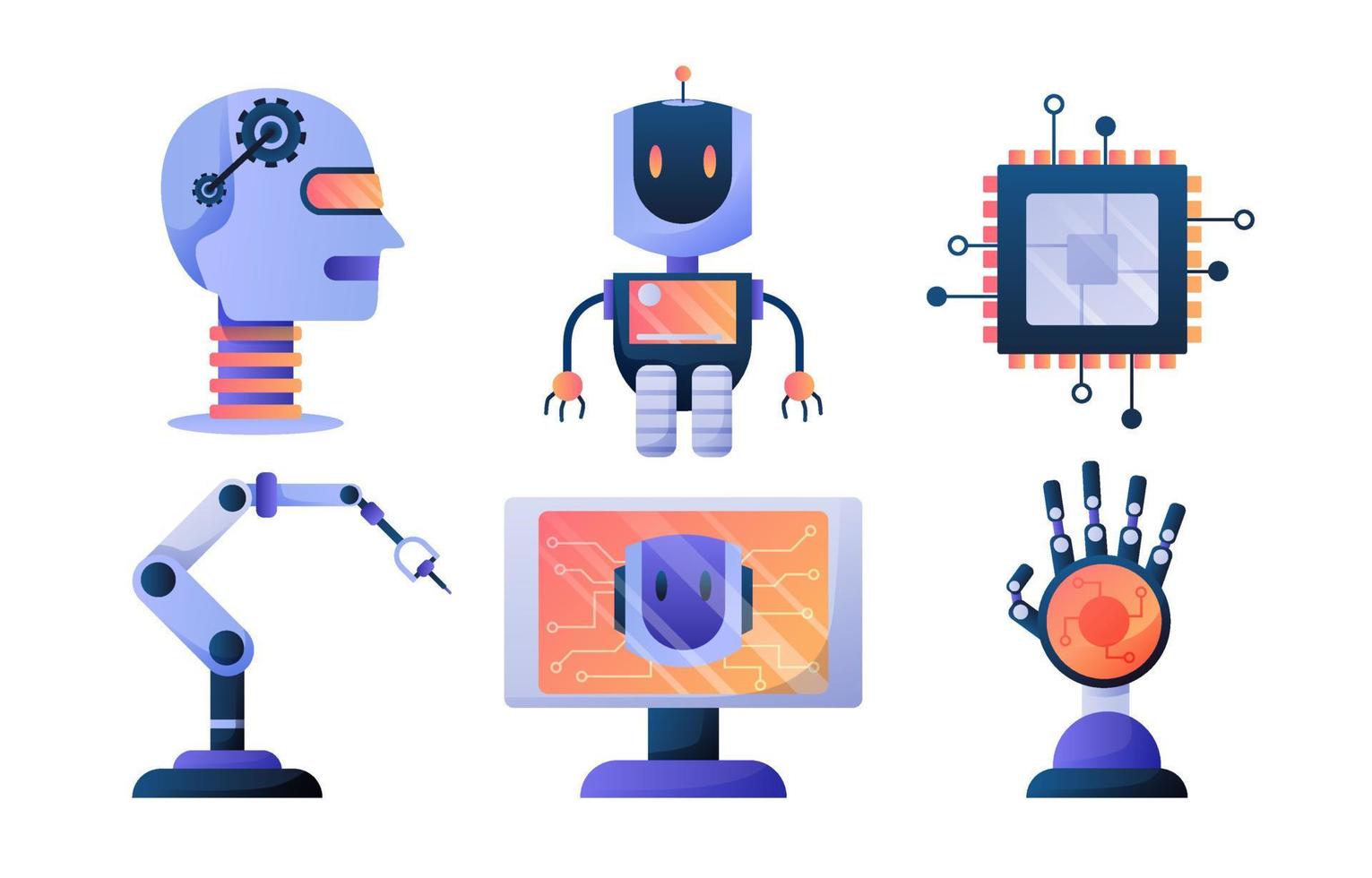 artificial inteligencia icono conjunto elemento diseño vector. ai tecnología y ciber elementos. futurista tecnología Servicio y comunicación artificial inteligencia concepto vector