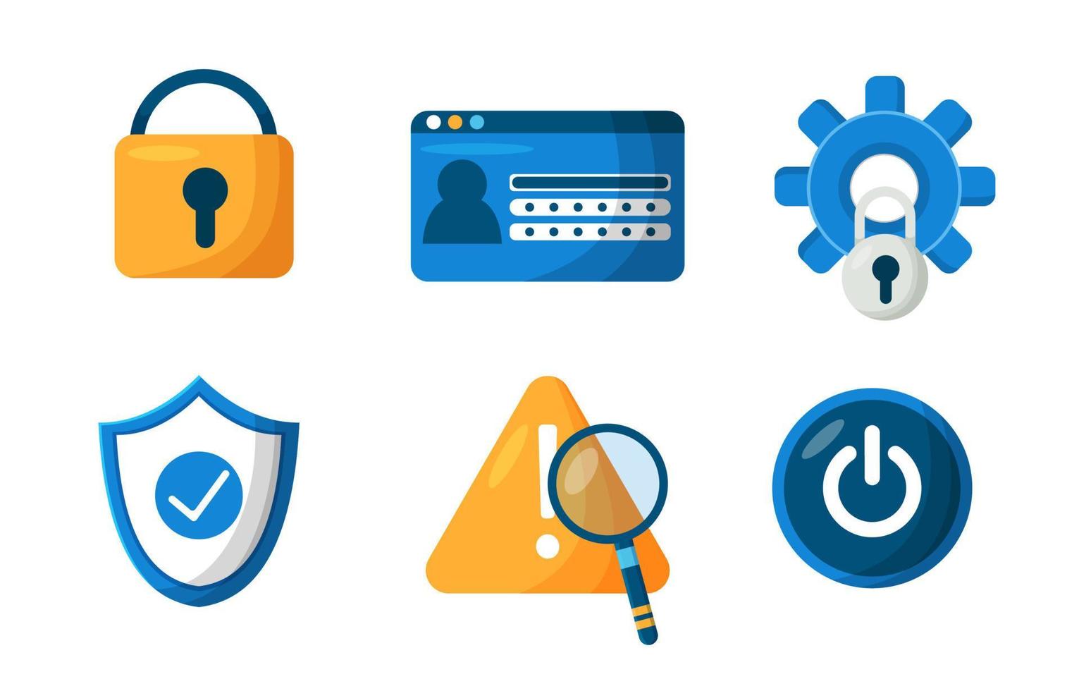 Digital data protection design element vector. Cyber security illustration set. Cloud computing network safety concept. vector