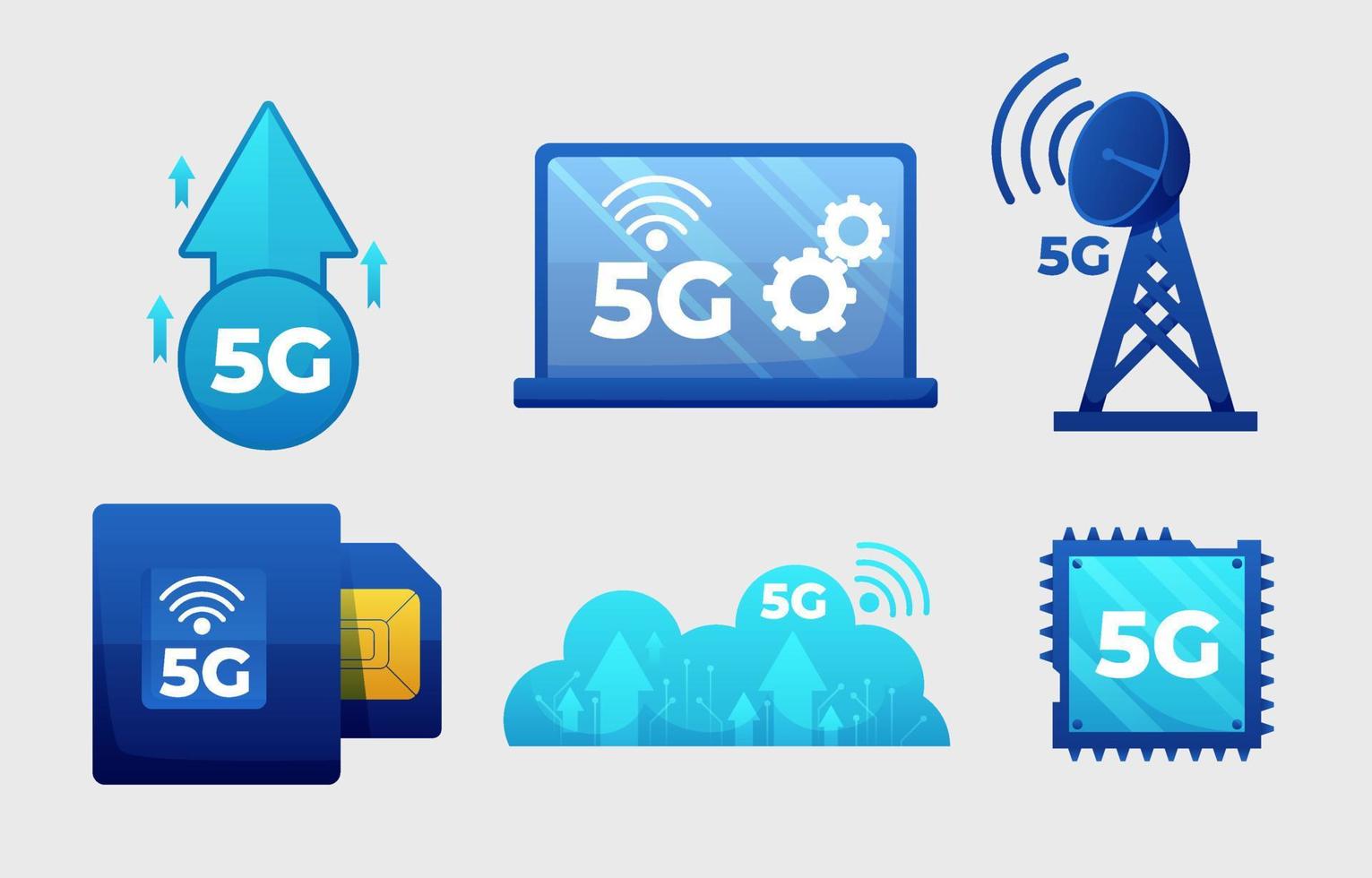 Mobile wireless 5th generation technology element design vector. 5G wireless network technology concept. vector