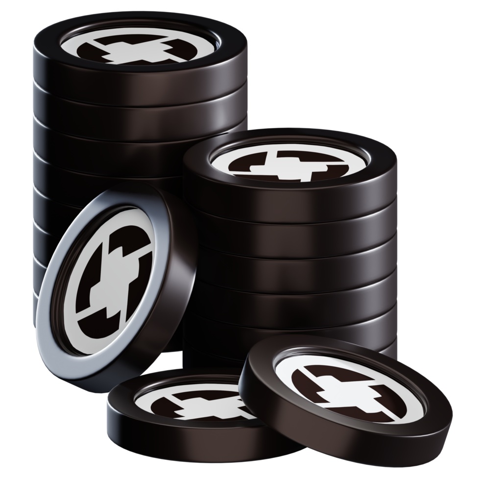 0x ZRX coin stacks cryptocurrency. 3D render illustration png