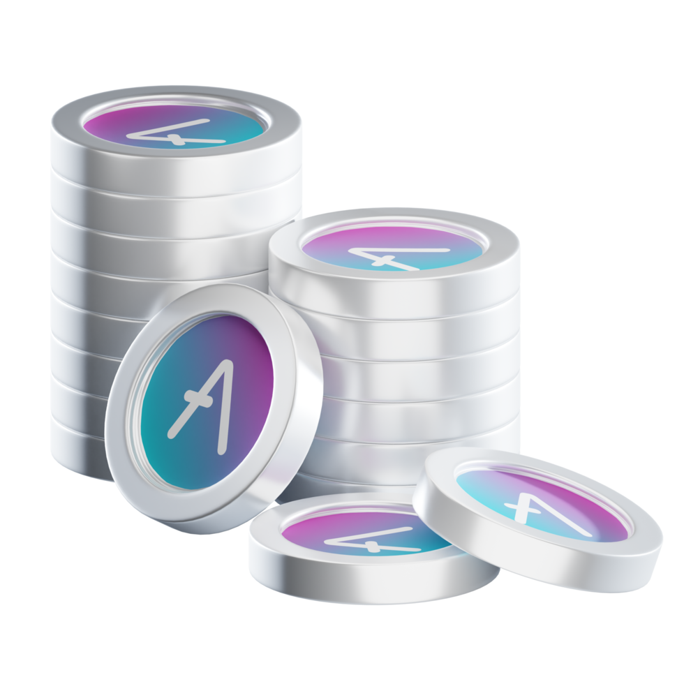 Aave coin stacks cryptocurrency. 3D render illustration png