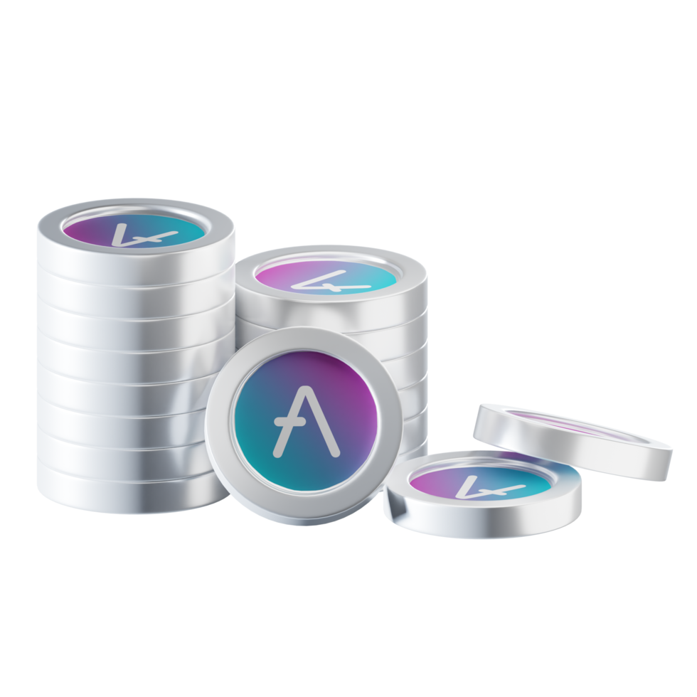 Aave coin stacks cryptocurrency. 3D render illustration png