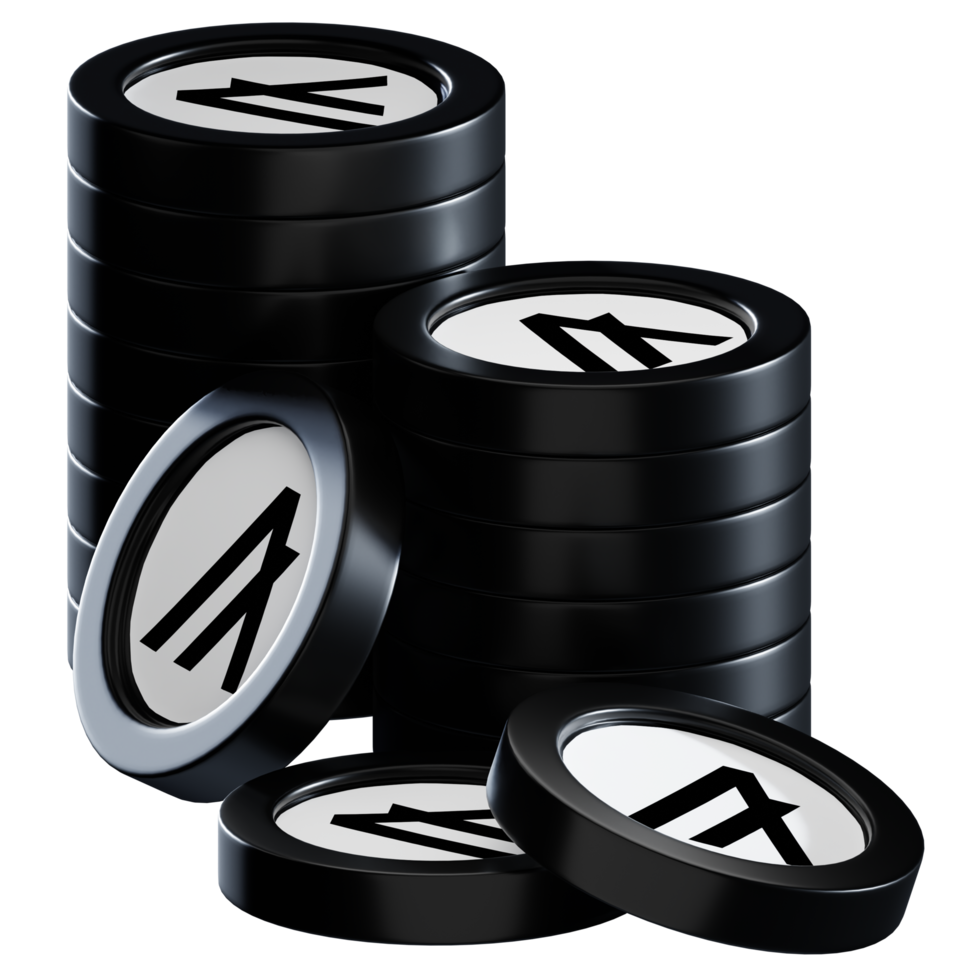 Algorand ALGO coin stacks cryptocurrency. 3D render illustration png