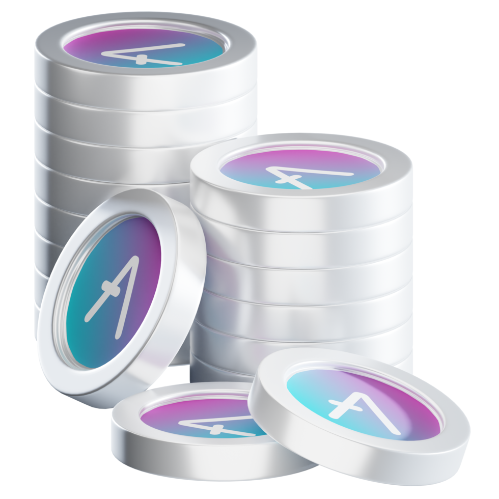 Aave coin stacks cryptocurrency. 3D render illustration png