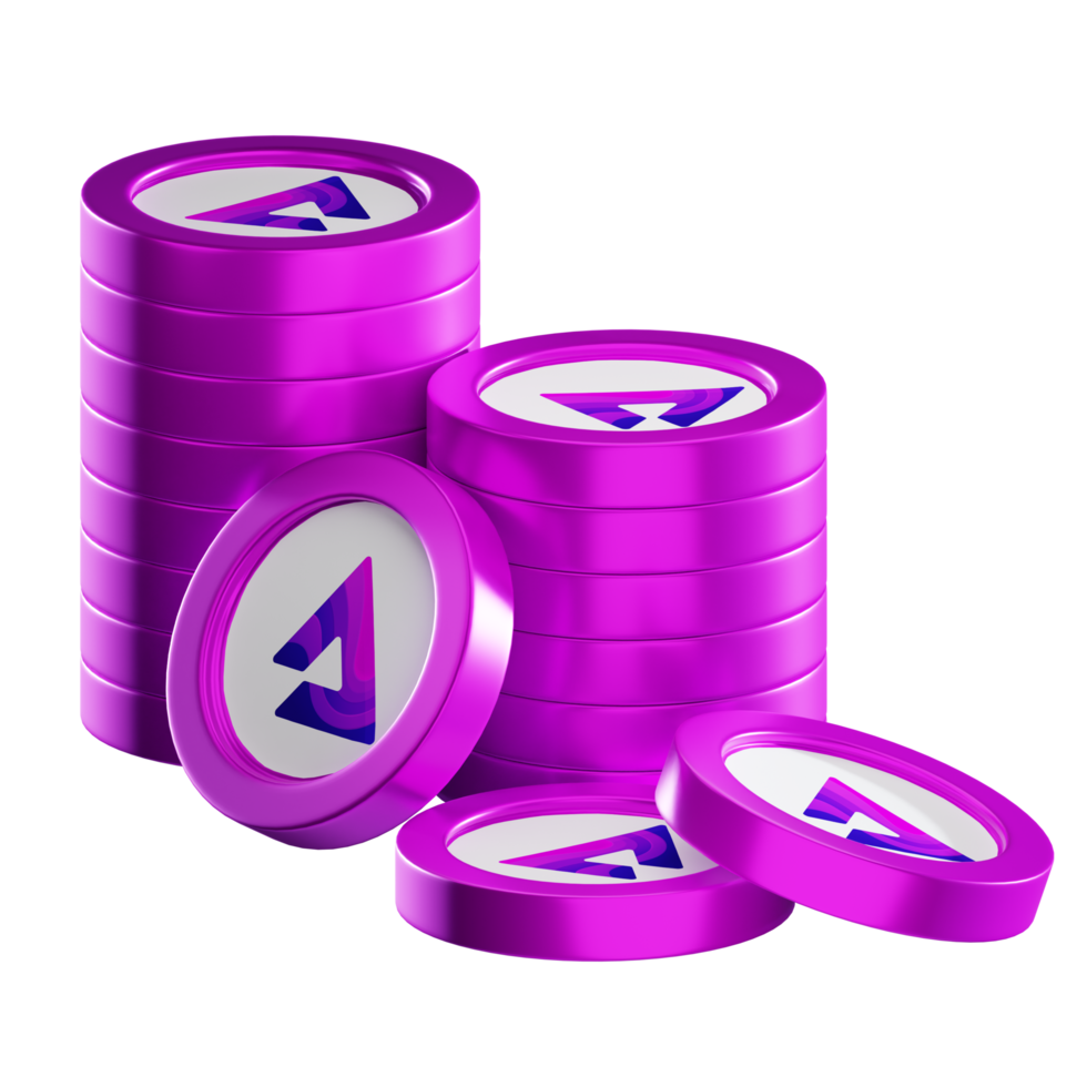 Audius AUDIO coin stacks cryptocurrency. 3D render illustration png