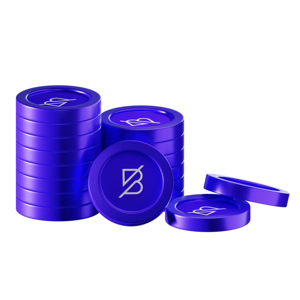 Band Protocol BAND coin stacks cryptocurrency. 3D render illustration png