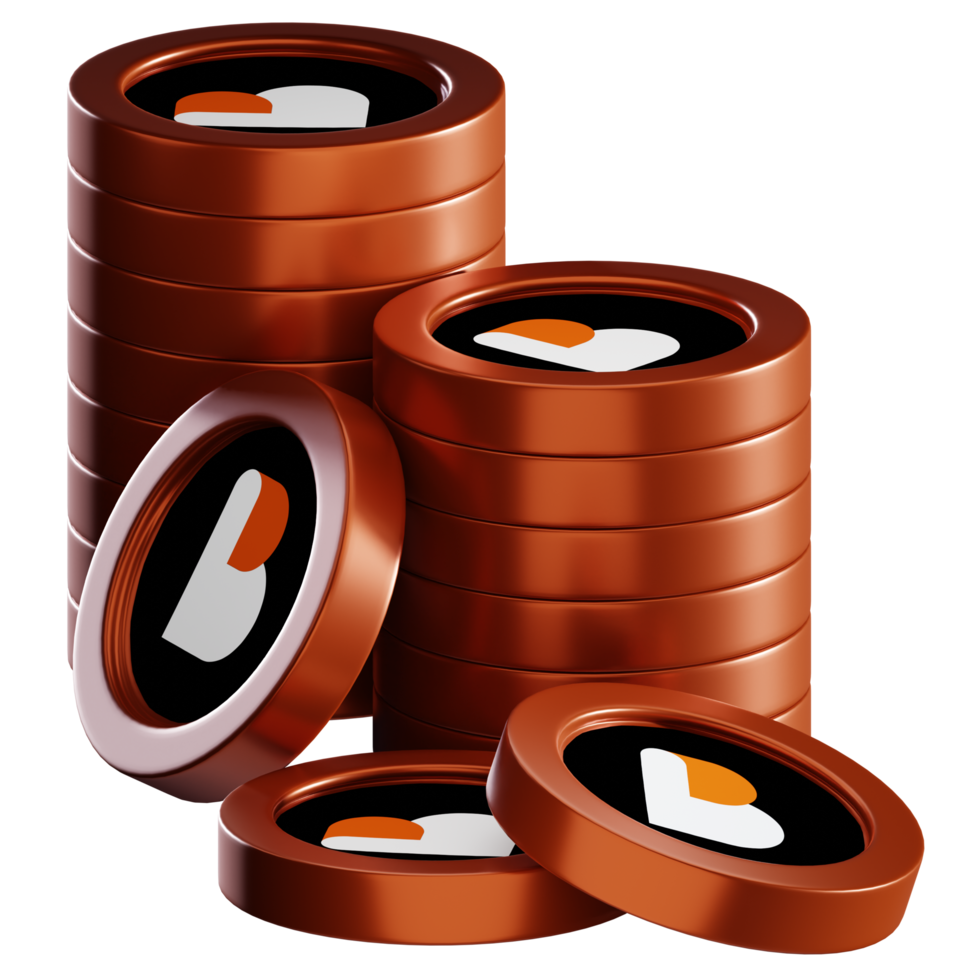 Biconomy BICO coin stacks cryptocurrency. 3D render illustration png