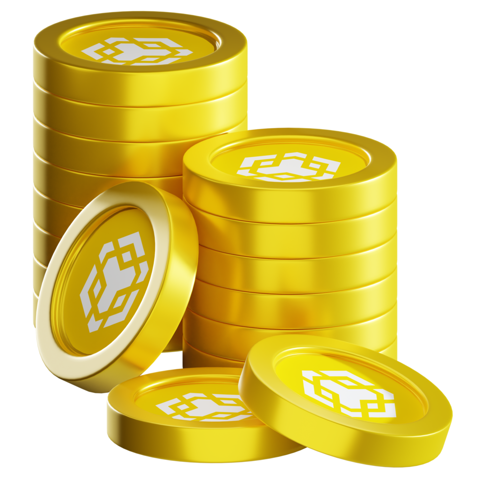 Binance Coin BNB coin stacks cryptocurrency. 3D render illustration png