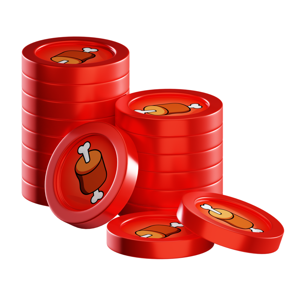 Bone ShibaSwap BONE coin stacks cryptocurrency. 3D render illustration png