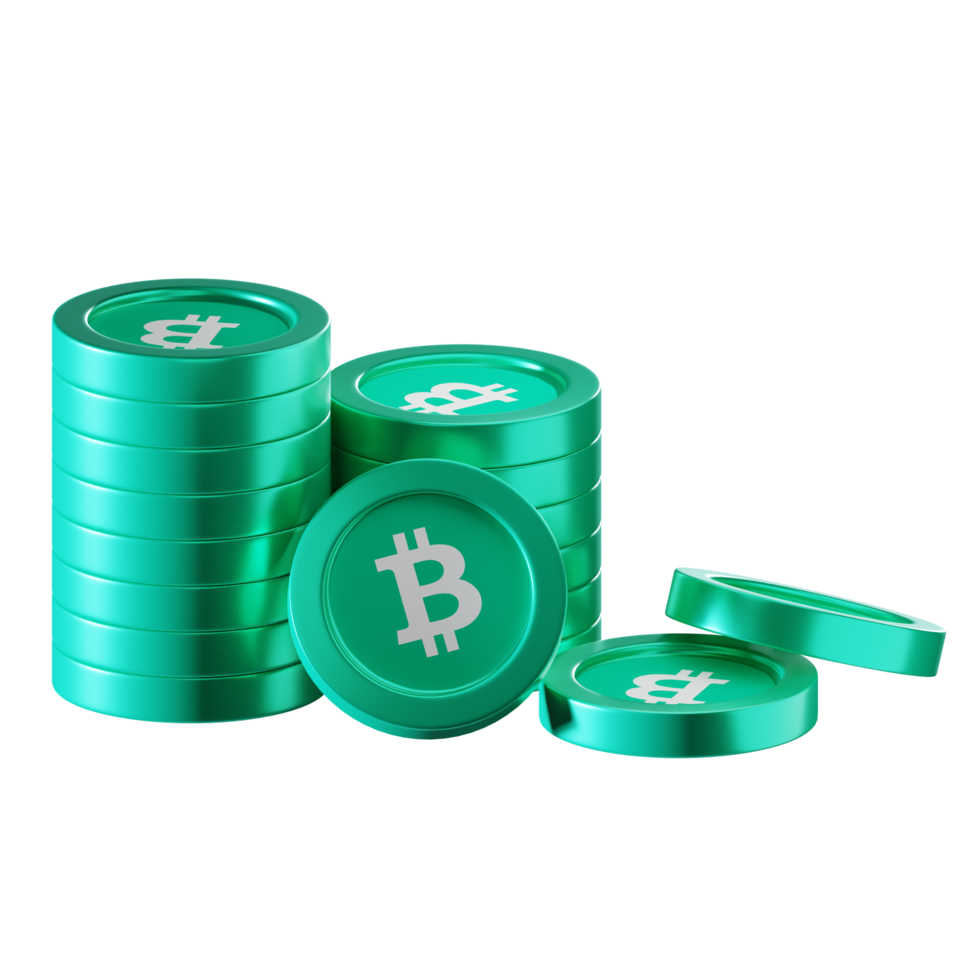 Bitcoin Cash BCH coin stacks cryptocurrency. 3D render illustration png