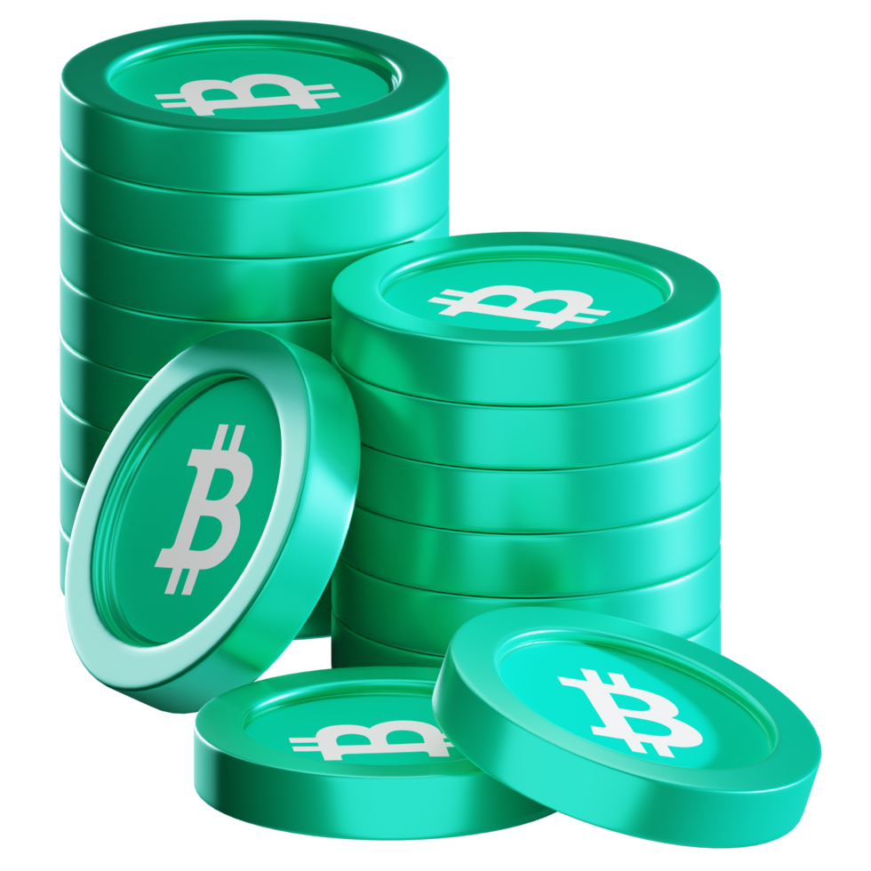 bitcoin kontanter bch mynt stackar kryptovaluta. 3d framställa illustration png