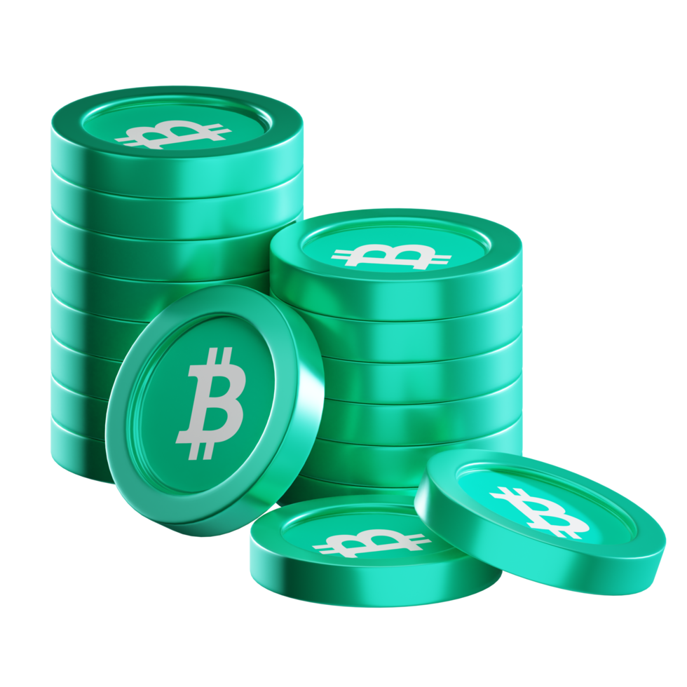 bitcoin kontanter bch mynt stackar kryptovaluta. 3d framställa illustration png