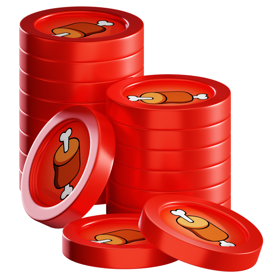 Bone ShibaSwap BONE coin stacks cryptocurrency. 3D render illustration png