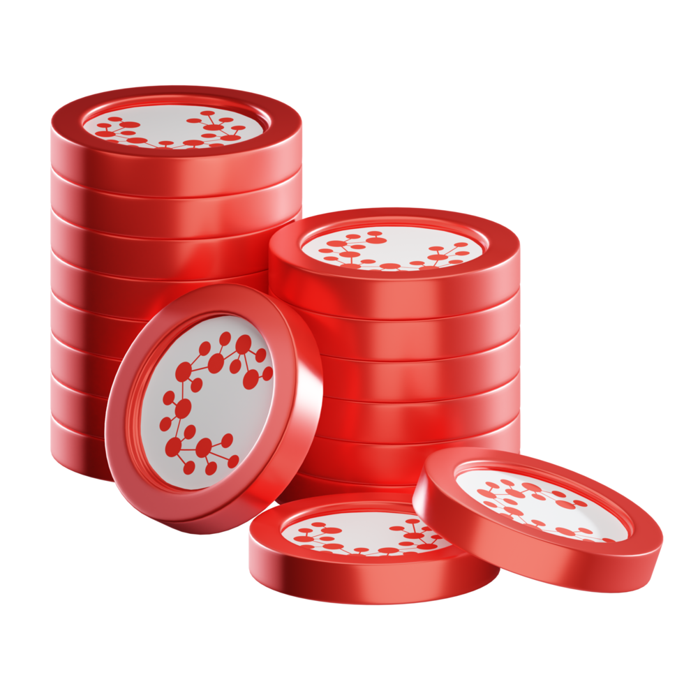 Casper CSPR coin stacks cryptocurrency. 3D render illustration png