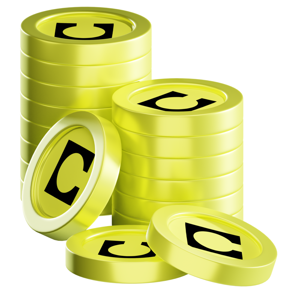 Celo coin stacks cryptocurrency. 3D render illustration png