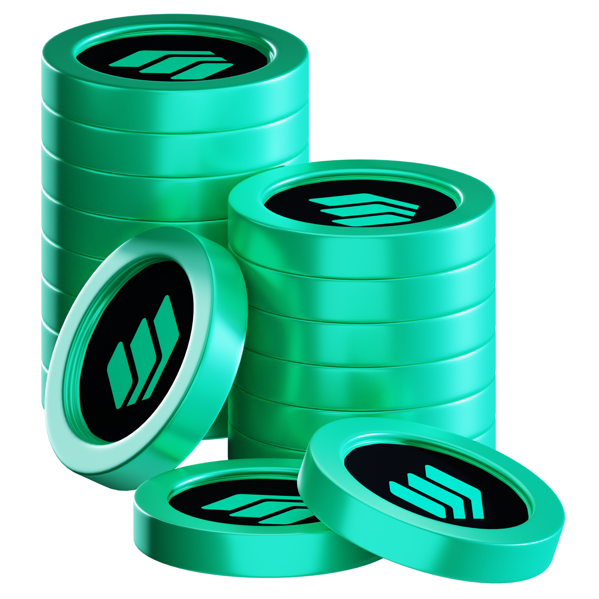 Compound COMP coin stacks cryptocurrency. 3D render illustration