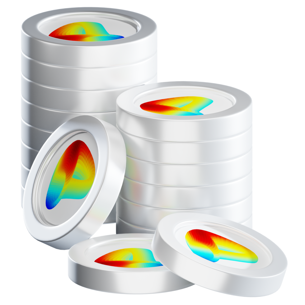Curve DAO Token CRV coin stacks cryptocurrency. 3D render illustration png