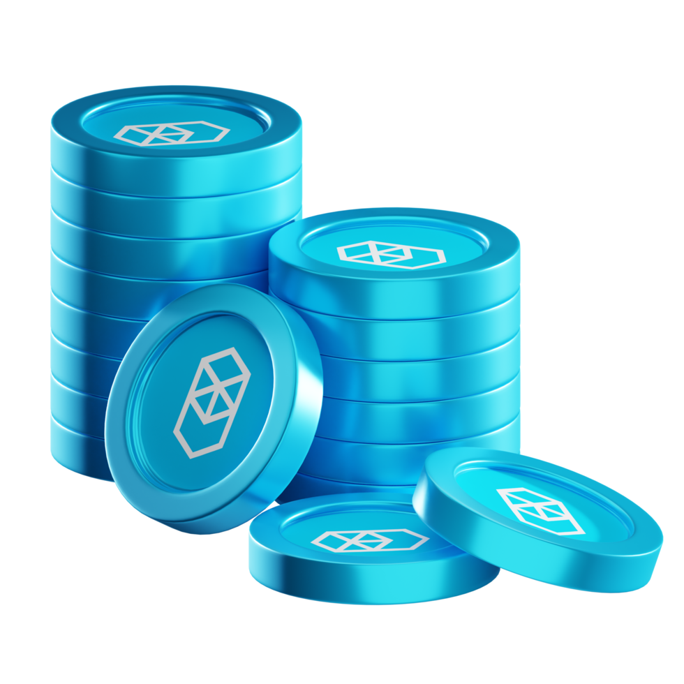Fantom FTM coin stacks cryptocurrency. 3D render illustration png