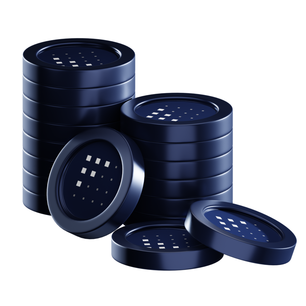 Fetch ai FET coin stacks cryptocurrency. 3D render illustration png