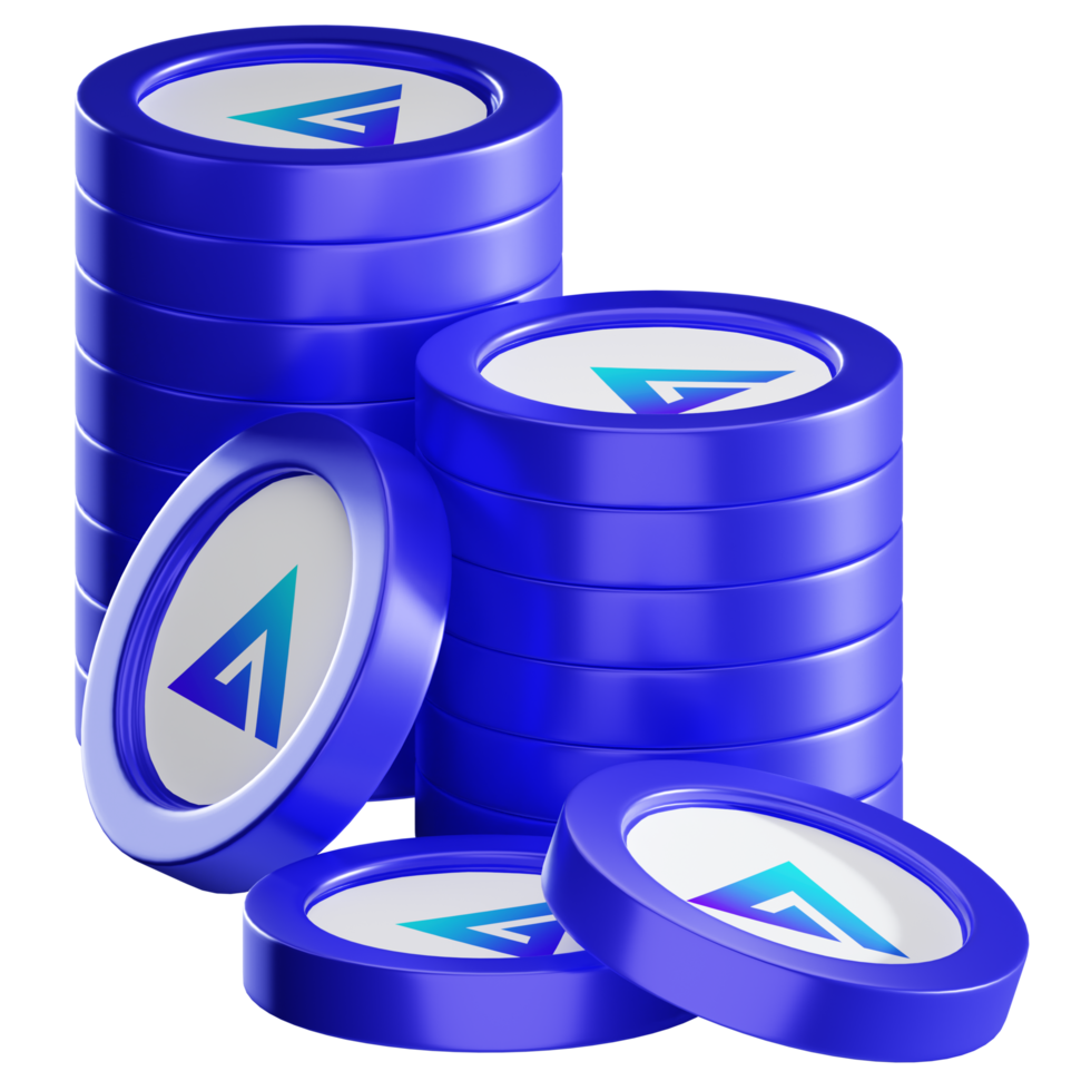 GMX coin stacks cryptocurrency. 3D render illustration png