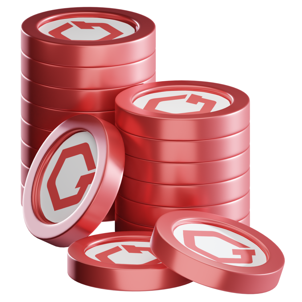 GateToken GT coin stacks cryptocurrency. 3D render illustration png