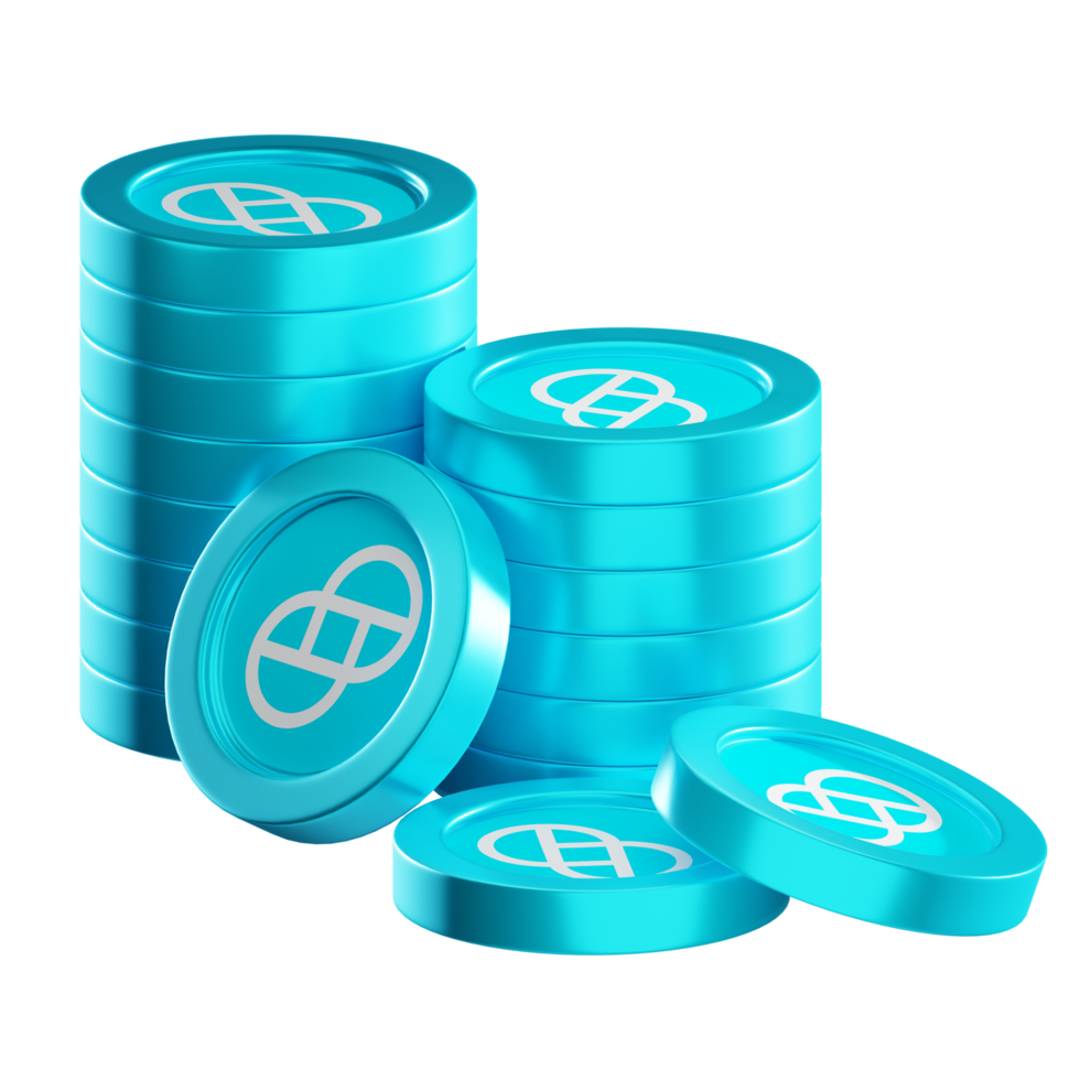 Gemini Dollar GUSD coin stacks cryptocurrency. 3D render illustration png