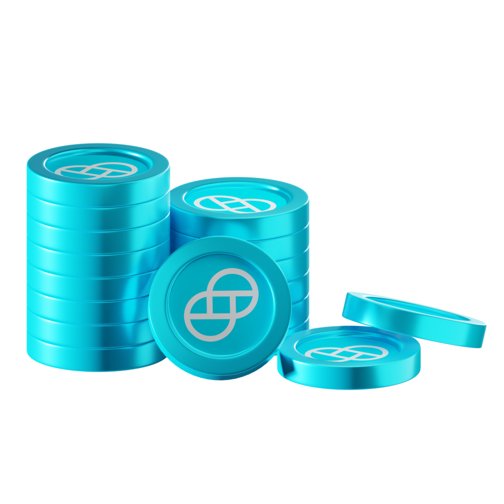 Gemini Dollar GUSD coin stacks cryptocurrency. 3D render illustration png