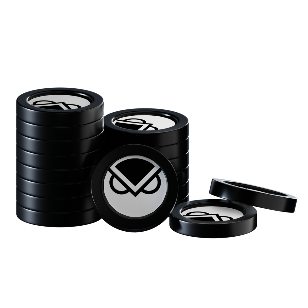 Gnosis GNO coin stacks cryptocurrency. 3D render illustration png