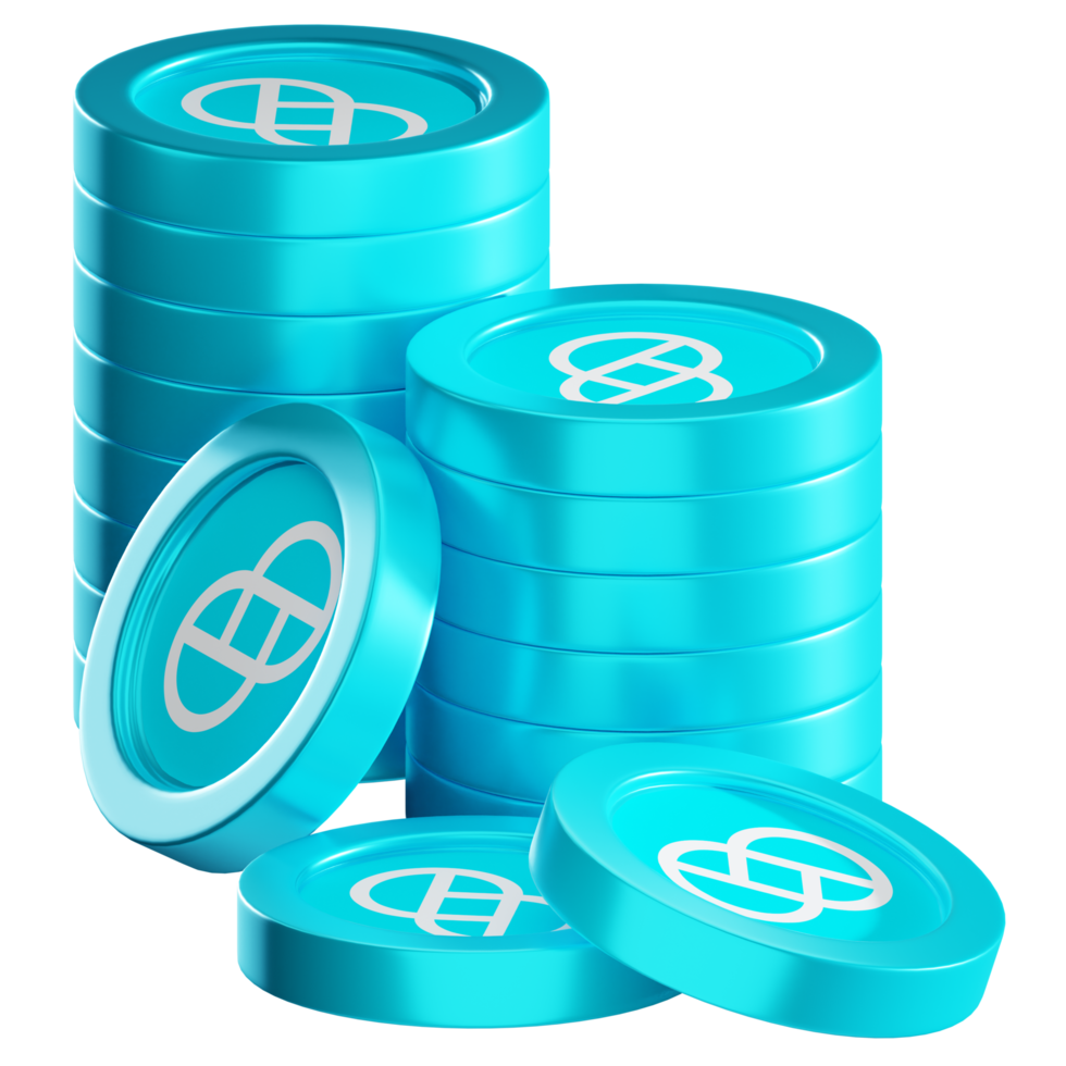 Gemini Dollar GUSD coin stacks cryptocurrency. 3D render illustration png