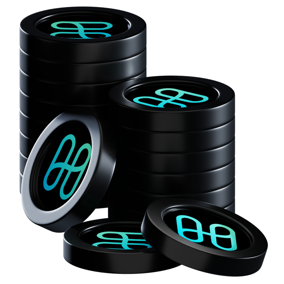 Harmony ONE coin stacks cryptocurrency. 3D render illustration png