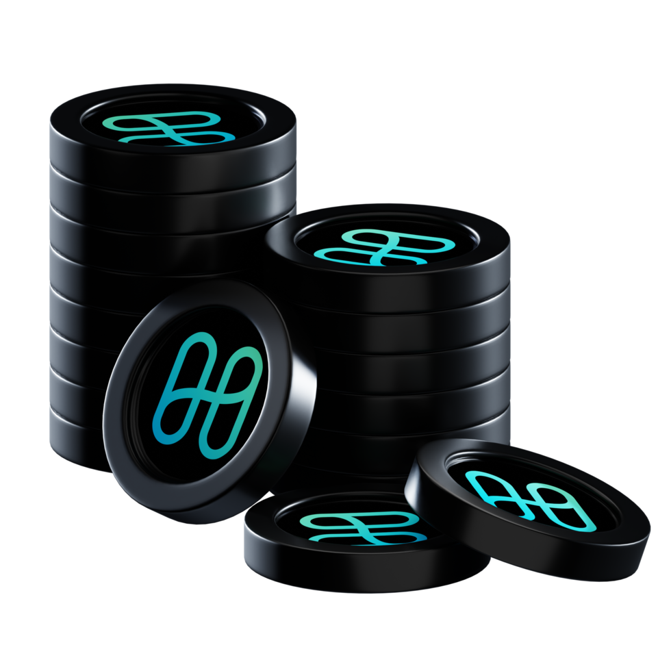 Harmony ONE coin stacks cryptocurrency. 3D render illustration png