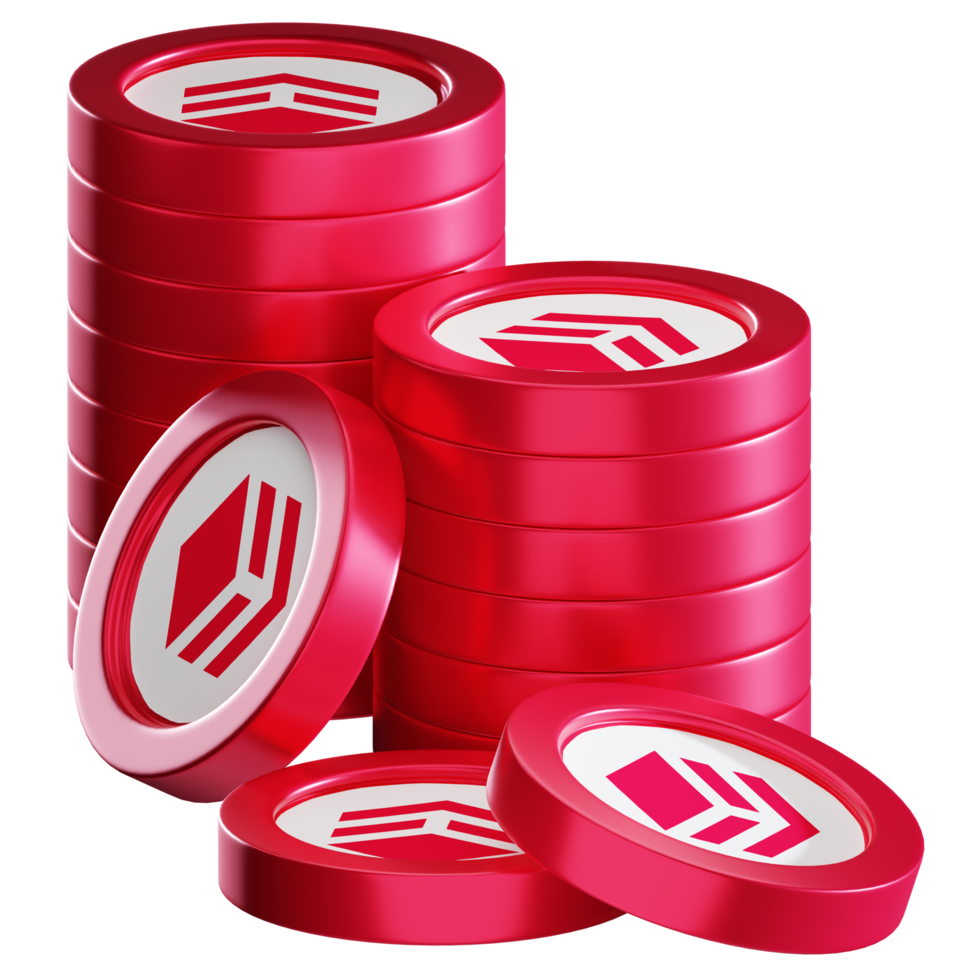 Hive coin stacks cryptocurrency. 3D render illustration png