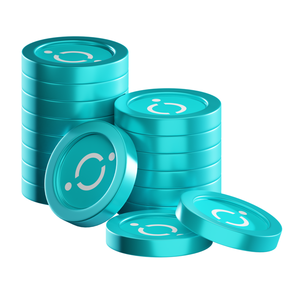 ICON ICX coin stacks cryptocurrency. 3D render illustration png